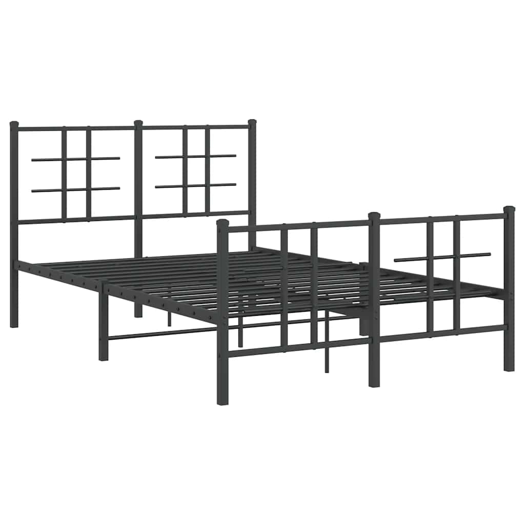 vidaXL Bettgestell mit Kopf- und Fußteil Metall Schwarz 120x200 cm