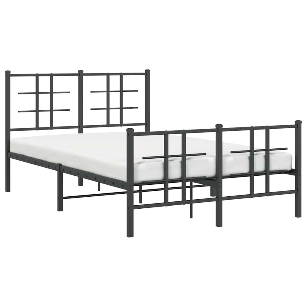 vidaXL Bettgestell mit Kopf- und Fußteil Metall Schwarz 120x200 cm
