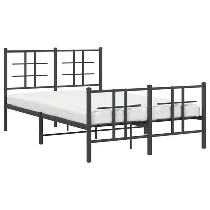 vidaXL Bettgestell mit Kopf- und Fußteil Metall Schwarz 120x200 cm
