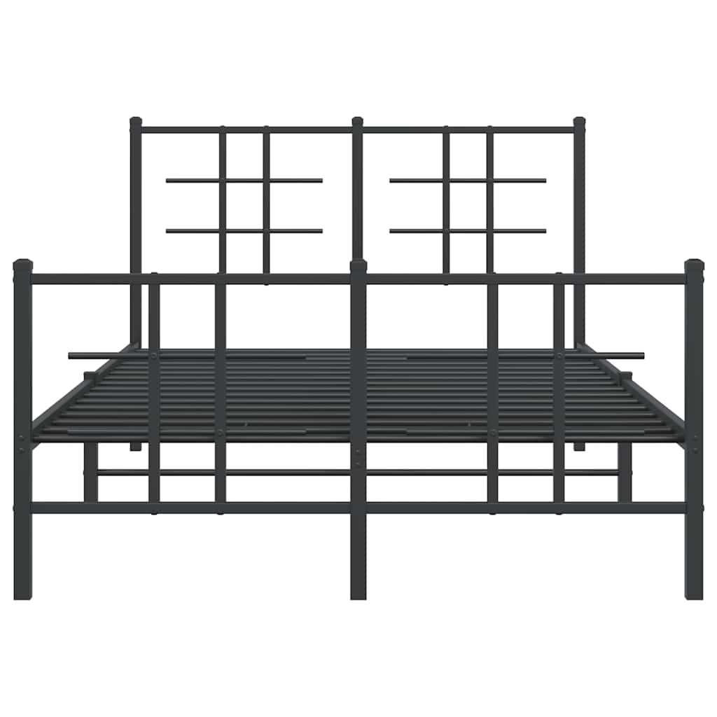 vidaXL Bettgestell mit Kopf- und Fußteil Metall Schwarz 120x200 cm