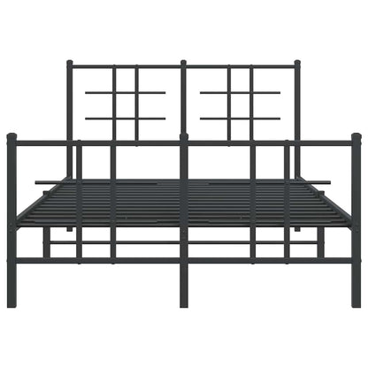 vidaXL Bettgestell mit Kopf- und Fußteil Metall Schwarz 120x200 cm