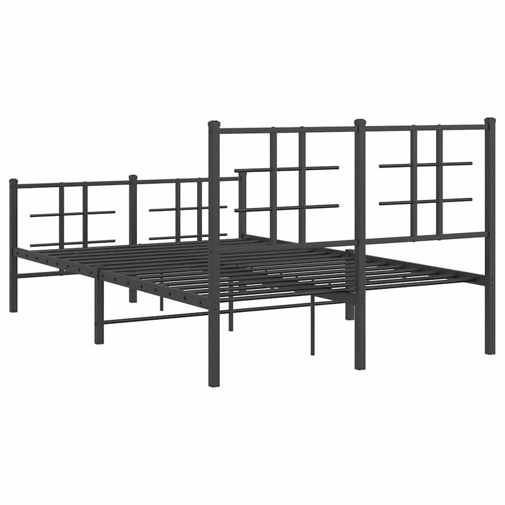 vidaXL Bettgestell mit Kopf- und Fußteil Metall Schwarz 120x200 cm