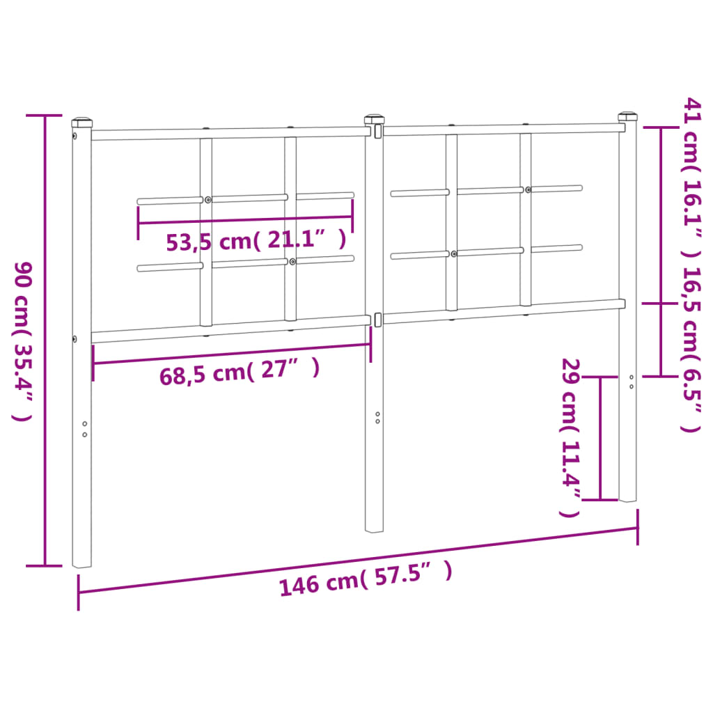 vidaXL Ersatz-Kopfteil Metall Schwarz 140 cm