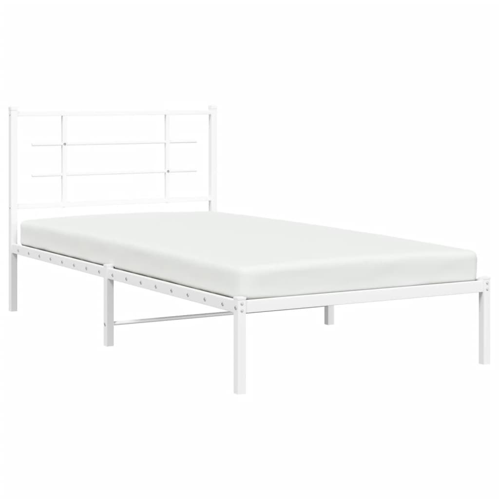 vidaXL Bettgestell mit Kopfteil Metall Weiß 107x203 cm