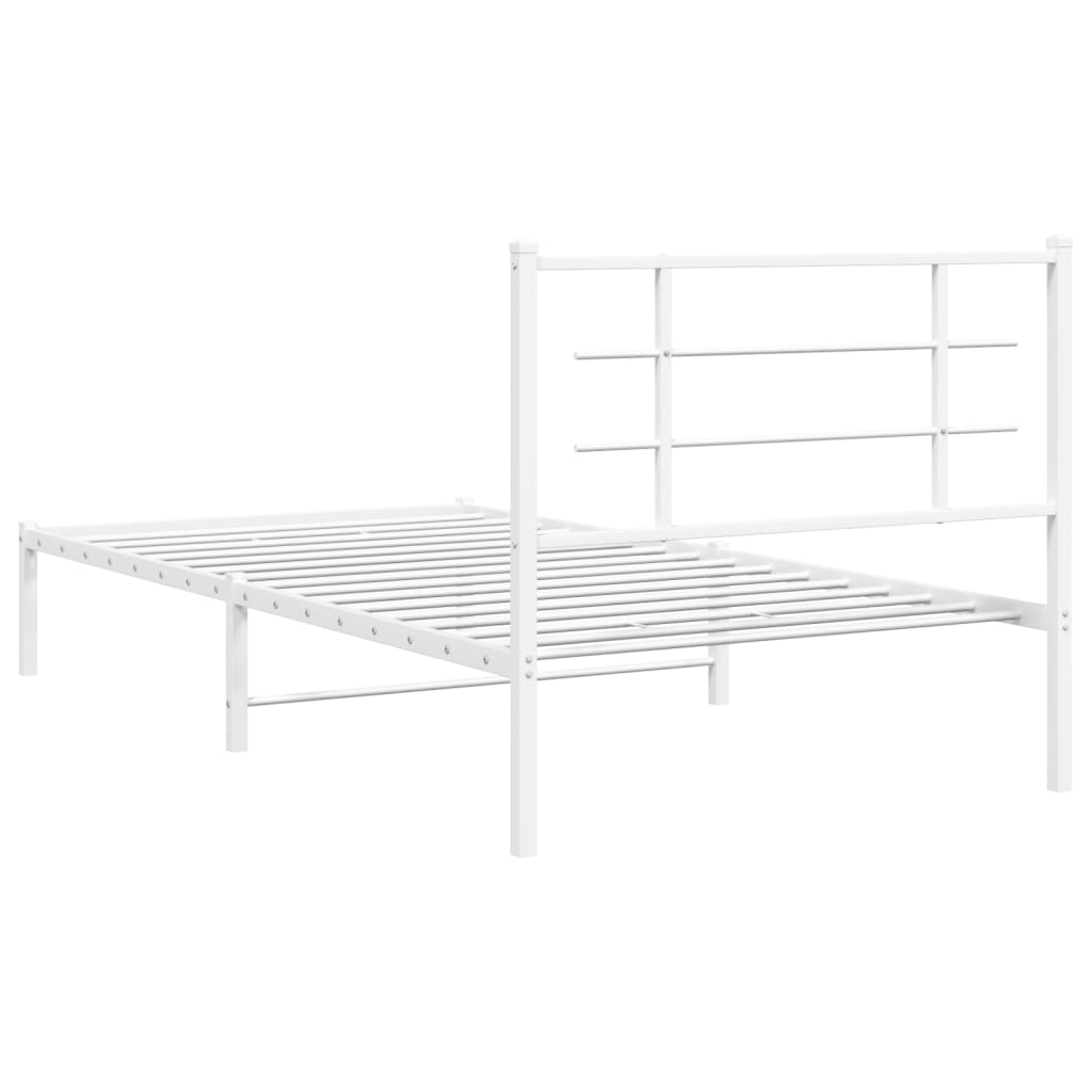vidaXL Bettgestell mit Kopfteil Metall Weiß 107x203 cm