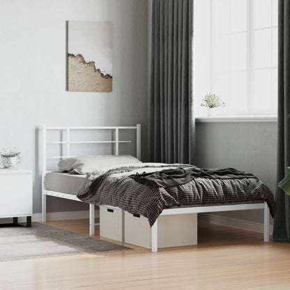 vidaXL Bettgestell mit Kopfteil Metall Weiß 107x203 cm