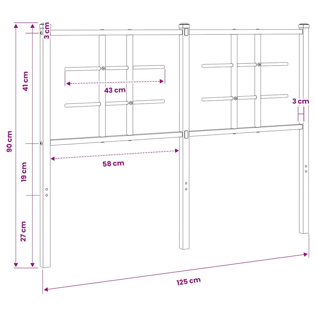 vidaXL Ersatz-Kopfteil Metall Weiß 120 cm