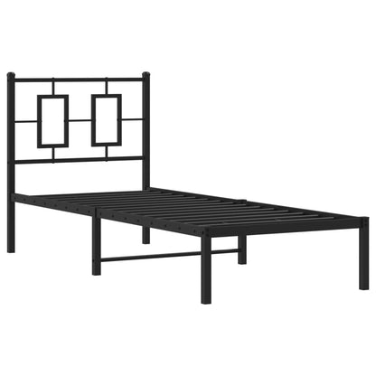 vidaXL Cadre de lit avec tête de lit Métal Noir 75x190 cm