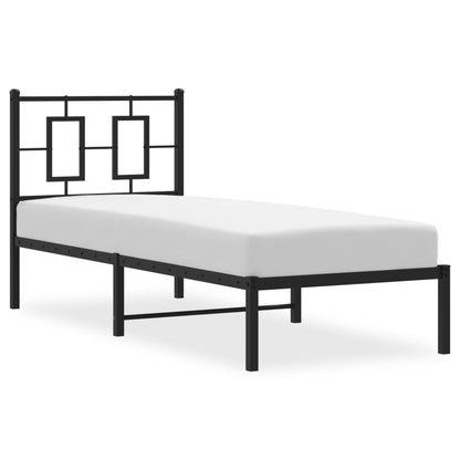 vidaXL Cadre de lit avec tête de lit Métal Noir 75x190 cm
