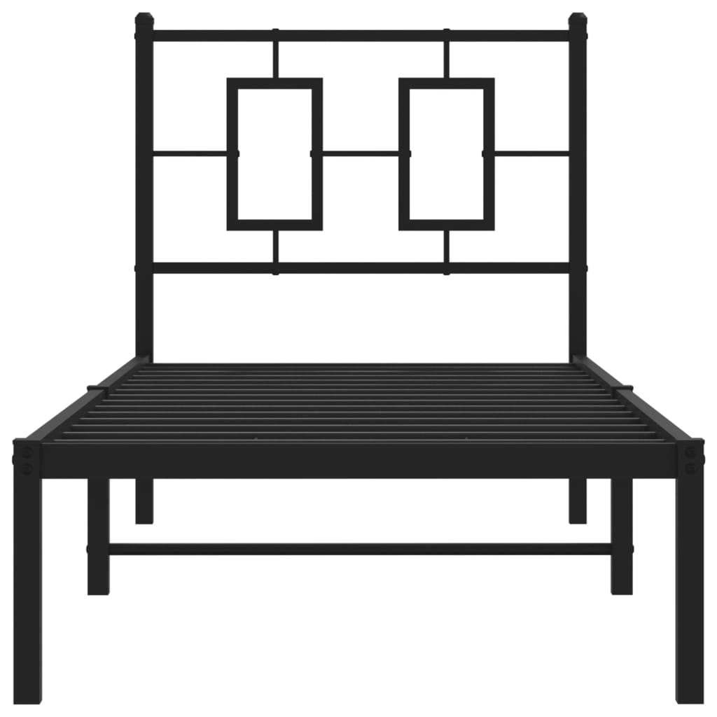 vidaXL Cadre de lit avec tête de lit Métal Noir 75x190 cm