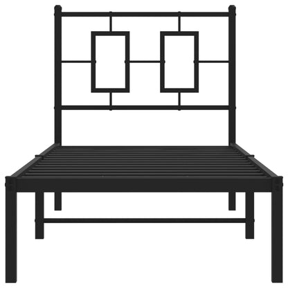 vidaXL Cadre de lit avec tête de lit Métal Noir 75x190 cm