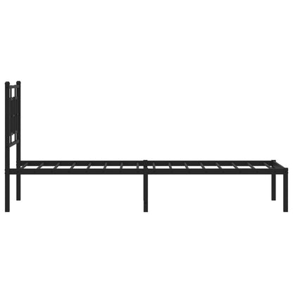 vidaXL Cadre de lit avec tête de lit Métal Noir 75x190 cm