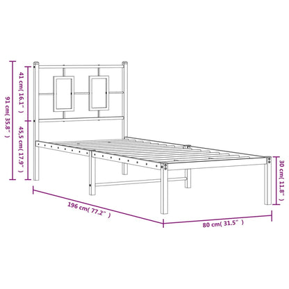 vidaXL Cadre de lit avec tête de lit Métal Noir 75x190 cm