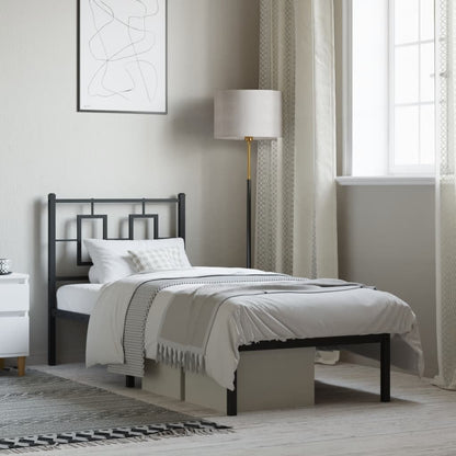vidaXL Cadre de lit avec tête de lit Métal Noir 75x190 cm