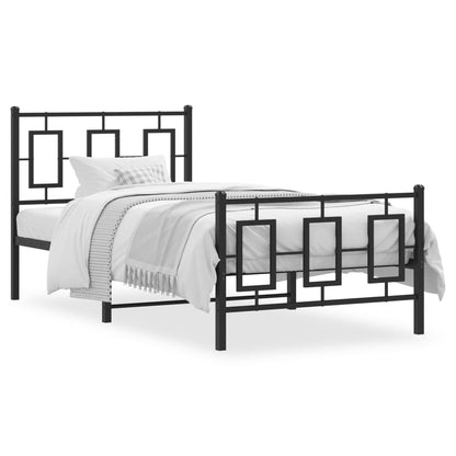 vidaXL Bettgestell mit Kopf- und Fußteil Metall Schwarz 90x190 cm