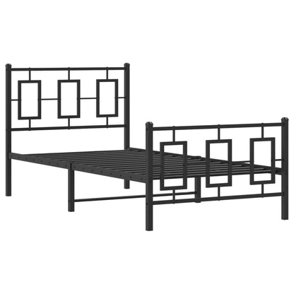 vidaXL Bettgestell mit Kopf- und Fußteil Metall Schwarz 90x190 cm