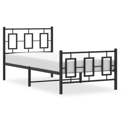 vidaXL Bettgestell mit Kopf- und Fußteil Metall Schwarz 90x190 cm