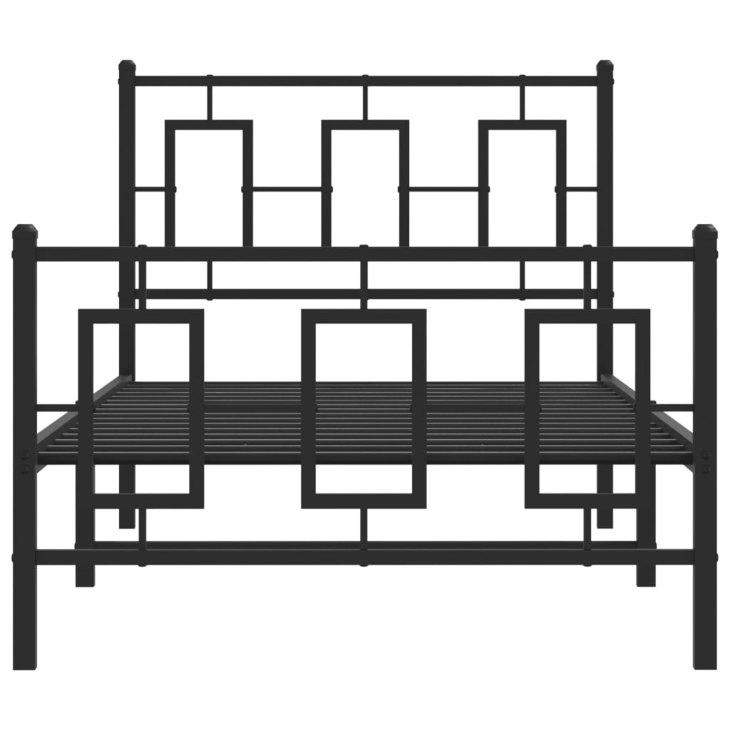 vidaXL Bettgestell mit Kopf- und Fußteil Metall Schwarz 90x190 cm