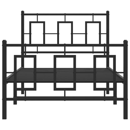 vidaXL Bettgestell mit Kopf- und Fußteil Metall Schwarz 90x190 cm