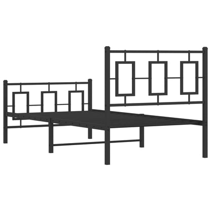 vidaXL Bettgestell mit Kopf- und Fußteil Metall Schwarz 90x190 cm