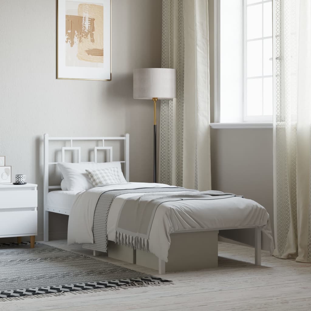 vidaXL Cadre de lit avec tête de lit Métal Blanc 80x200 cm