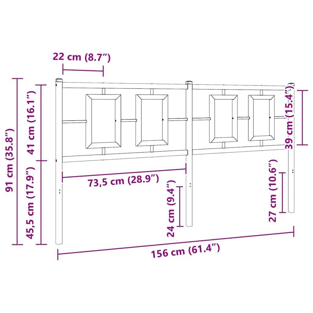 vidaXL Ersatz-Kopfteil Metall Weiß 150 cm