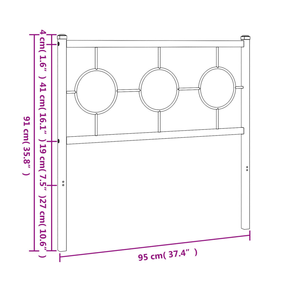 vidaXL Ersatz-Kopfteil Metall Schwarz 90 cm