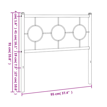 vidaXL Ersatz-Kopfteil Metall Schwarz 90 cm