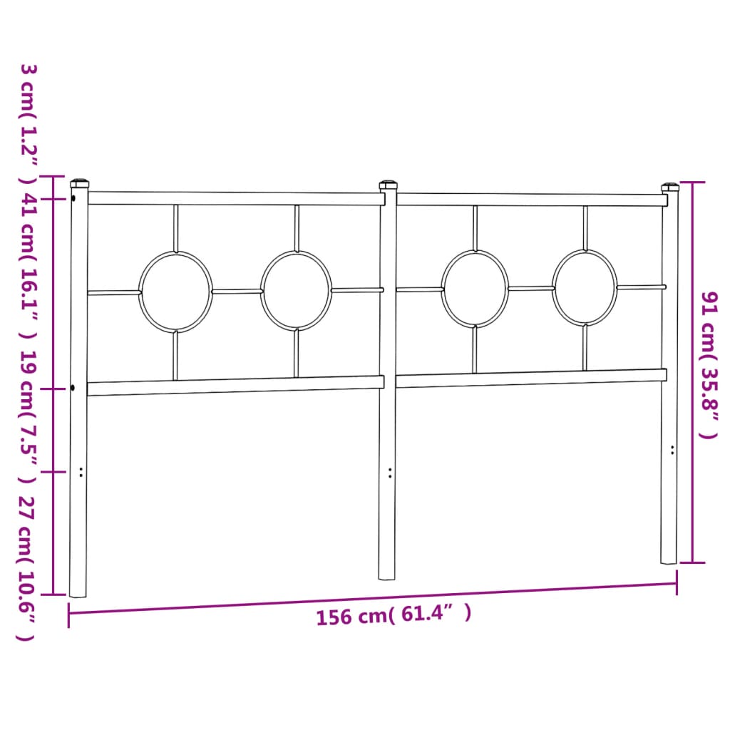 vidaXL Ersatz-Kopfteil Metall Schwarz 150 cm