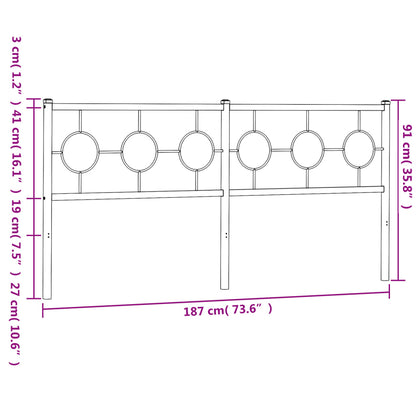 vidaXL Ersatz-Kopfteil Metall Schwarz 180 cm