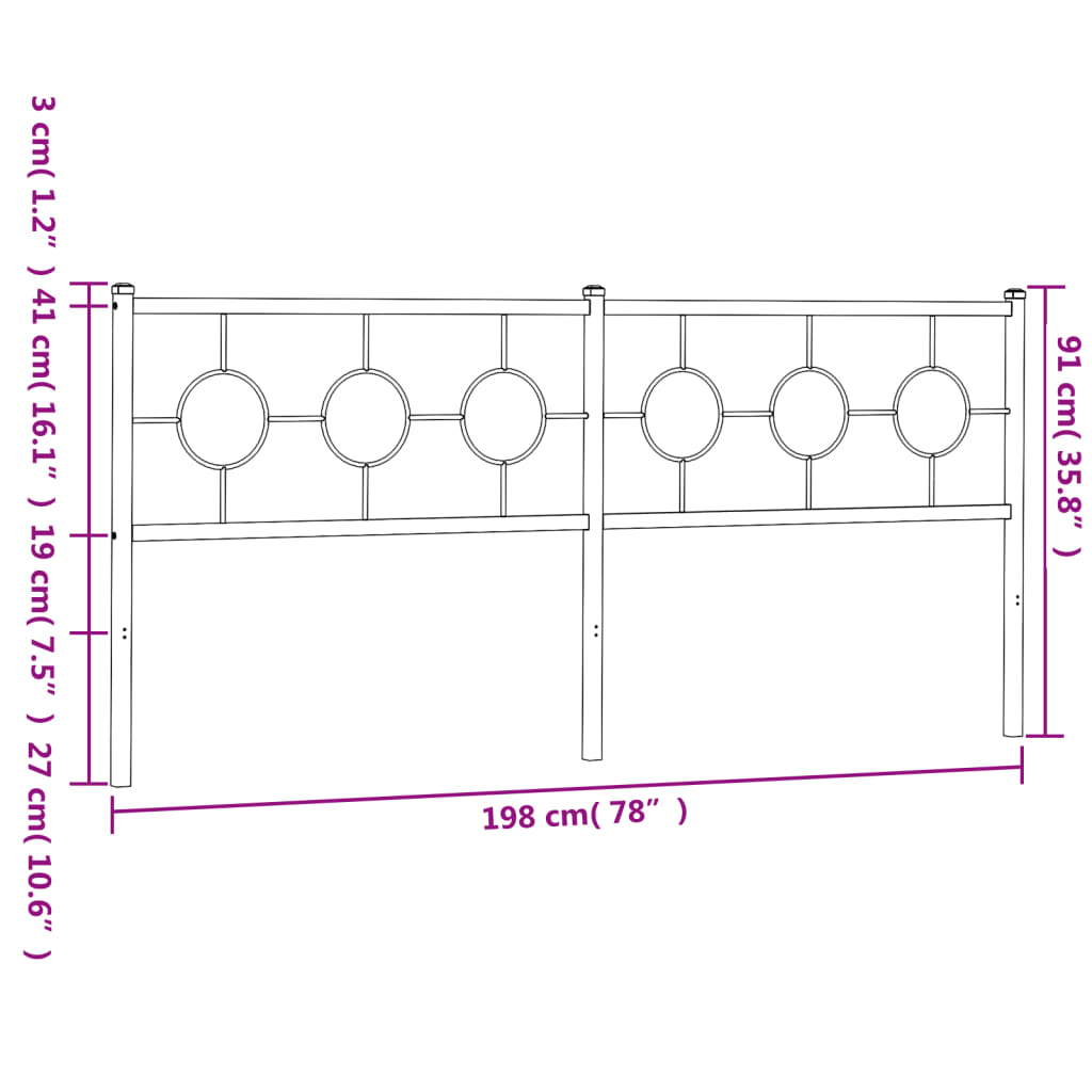 vidaXL Ersatz-Kopfteil Metall Schwarz 193 cm