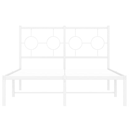Bettgestell mit Kopfteil Metall Weiß 120x190 cm