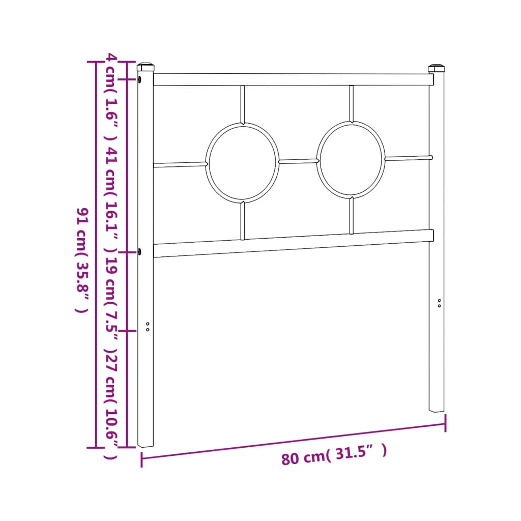vidaXL Ersatz-Kopfteil Metall Weiß 75 cm