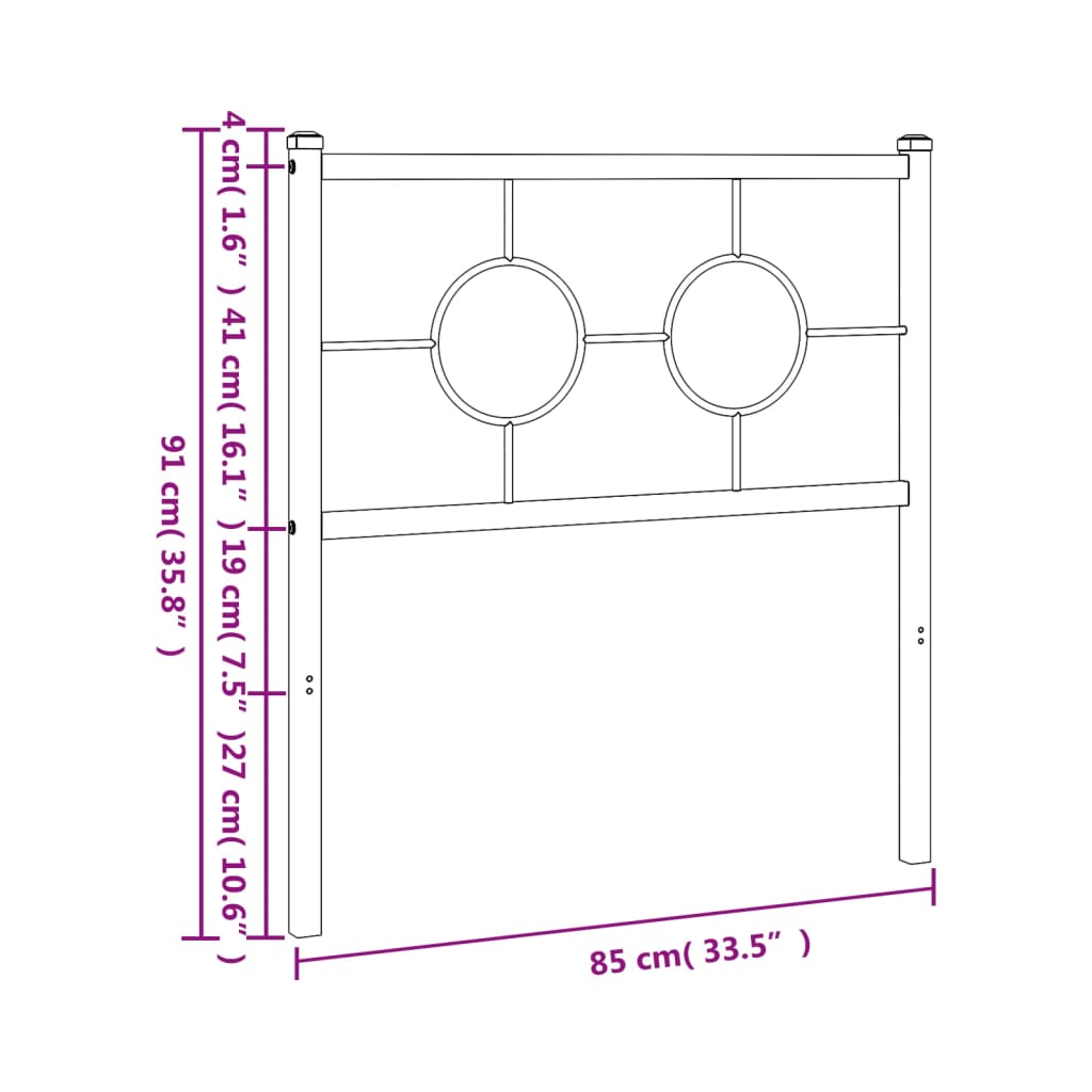 vidaXL Ersatz-Kopfteil Metall Weiß 80 cm