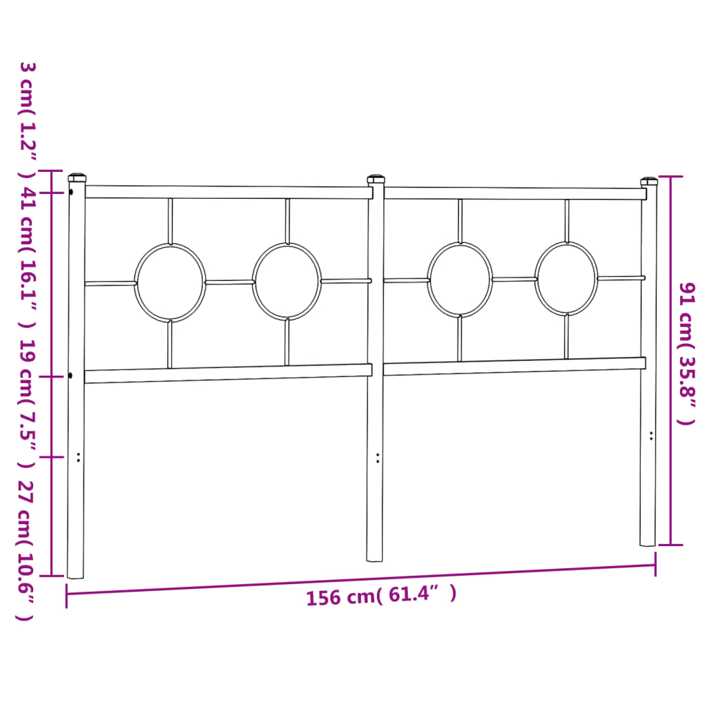 vidaXL Ersatz-Kopfteil Metall Weiß 150 cm