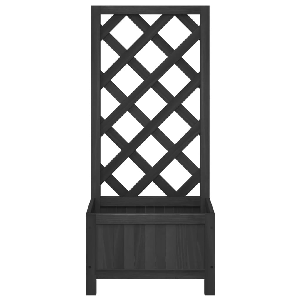 vidaXL Pflanzkübel mit Spalier Schwarz Massivholz Tanne