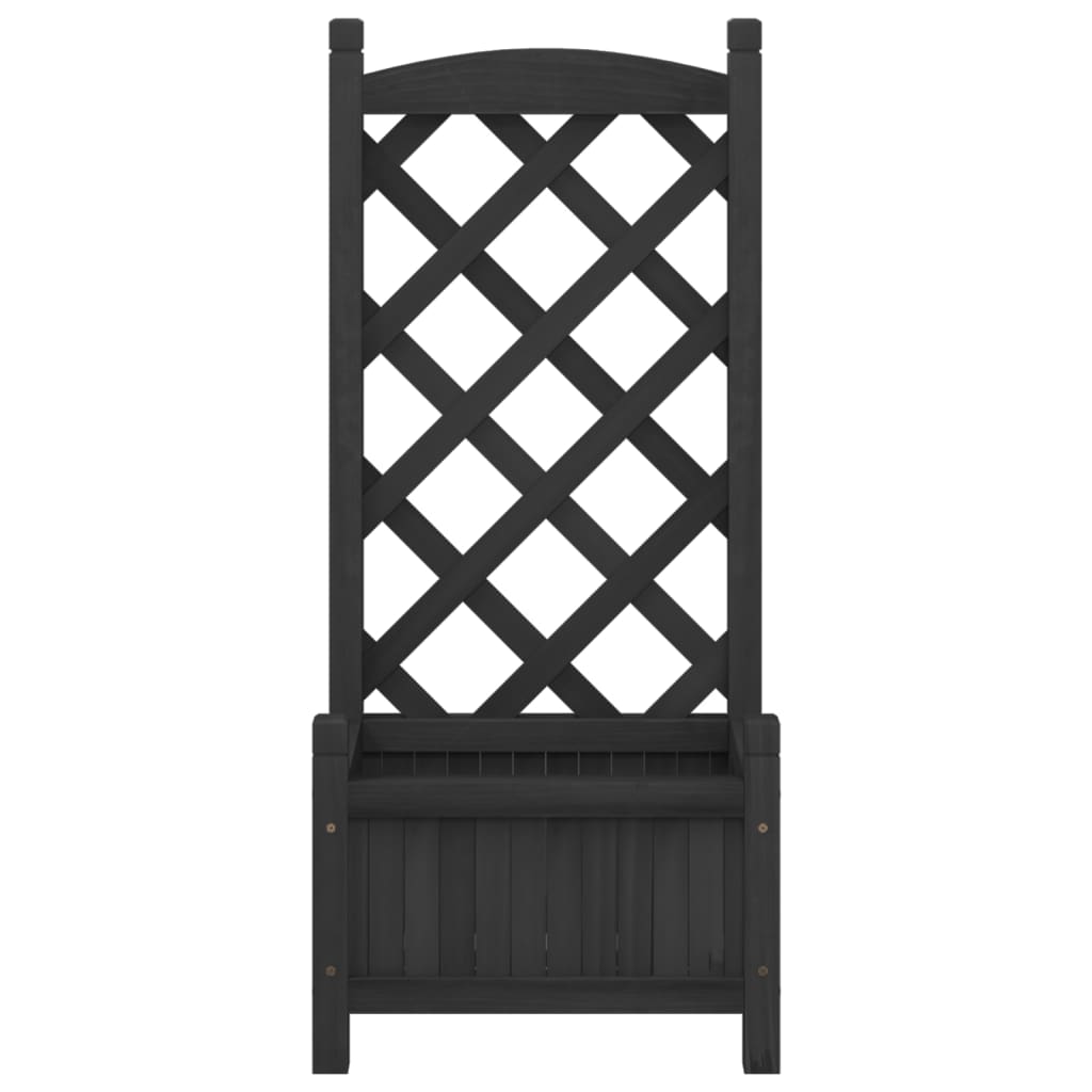 vidaXL Pflanzkübel mit Spalier Schwarz Massivholz Tanne