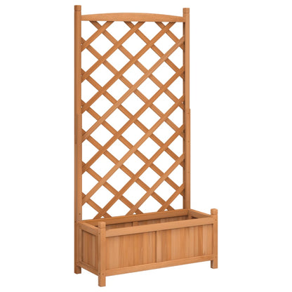 vidaXL Jardinière avec treillis Bois de sapin massif Marron