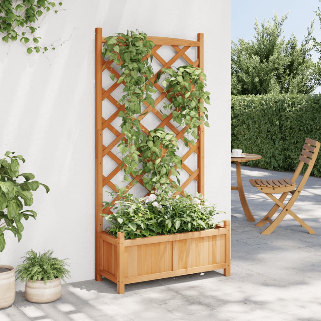 vidaXL Jardinière avec treillis Bois de sapin massif Marron