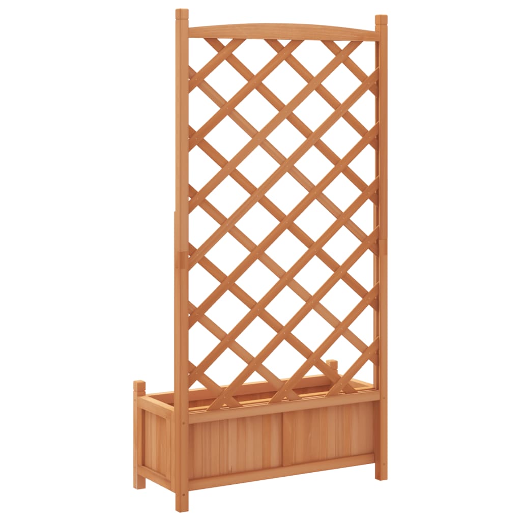 vidaXL Jardinière avec treillis Bois de sapin massif Marron