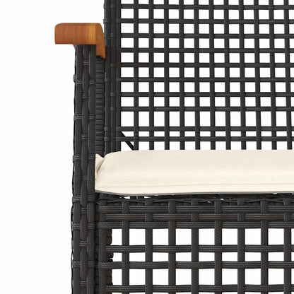 vidaXL Chaises de jardin avec coussins 2 pcs Noir Résine tressée Bois d'acacia