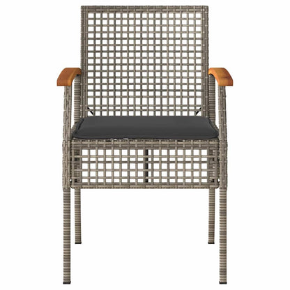 vidaXL Gartenstühle mit Kissen 2 Stk. Grau Poly Rattan Akazienholz
