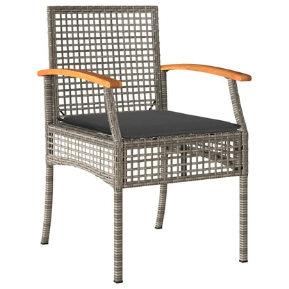 vidaXL Gartenstühle mit Kissen 2 Stk. Grau Poly Rattan Akazienholz