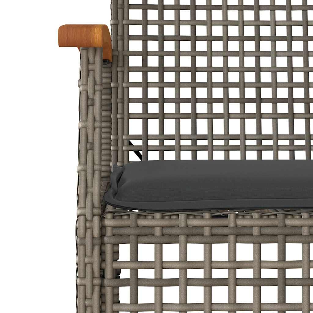 vidaXL Gartenstühle mit Kissen 2 Stk. Grau Poly Rattan Akazienholz