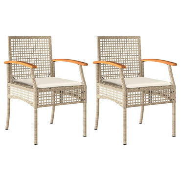 vidaXL Chaises de jardin avec coussins 2 pcs Beige Résine tressée Bois d'acacia