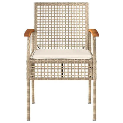vidaXL Chaises de jardin avec coussins 2 pcs Beige Résine tressée Bois d'acacia
