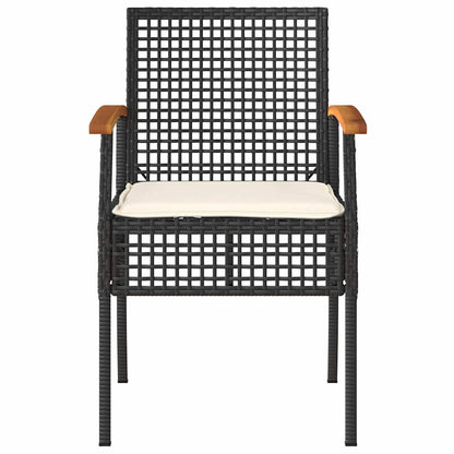 vidaXL Gartenstühle mit Kissen 4 Stk. Schwarz Poly Rattan Akazienholz