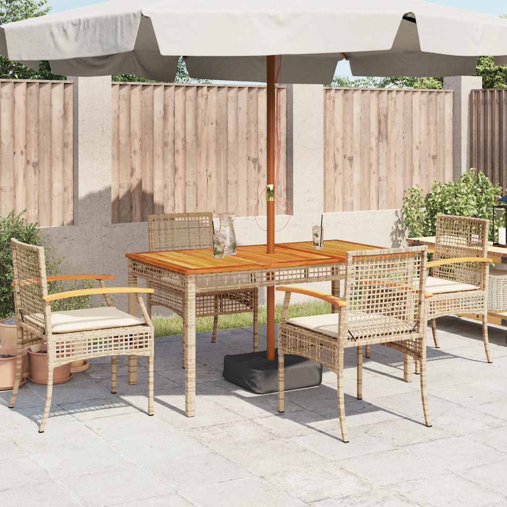 vidaXL Chaises de jardin avec coussins 4 pcs. Beige Résine tressée Bois d'acacia