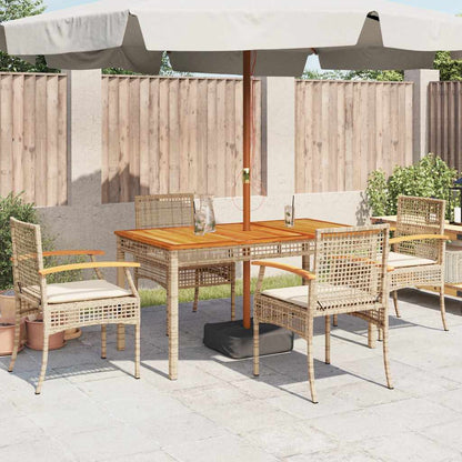 vidaXL Chaises de jardin avec coussins 4 pcs. Beige Résine tressée Bois d'acacia