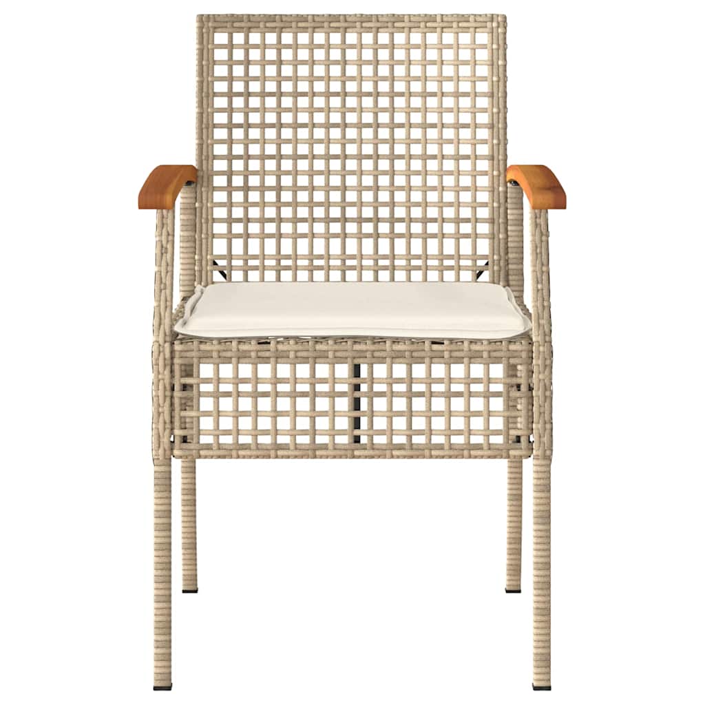 vidaXL Chaises de jardin avec coussins 4 pcs. Beige Résine tressée Bois d'acacia